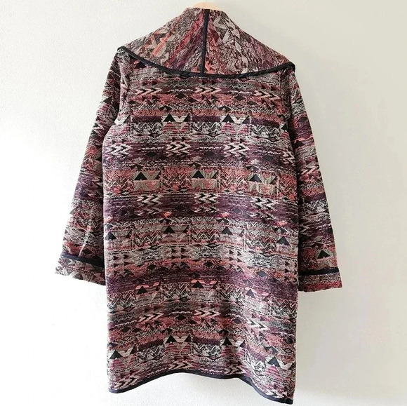 Kollontai Aztec Open Front Bohemian Hippie Casual Fall Cardigan Size Small. - Picture 10 of 16